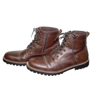 Sonoma Brown Leather Ankle Boots with Cap Toe